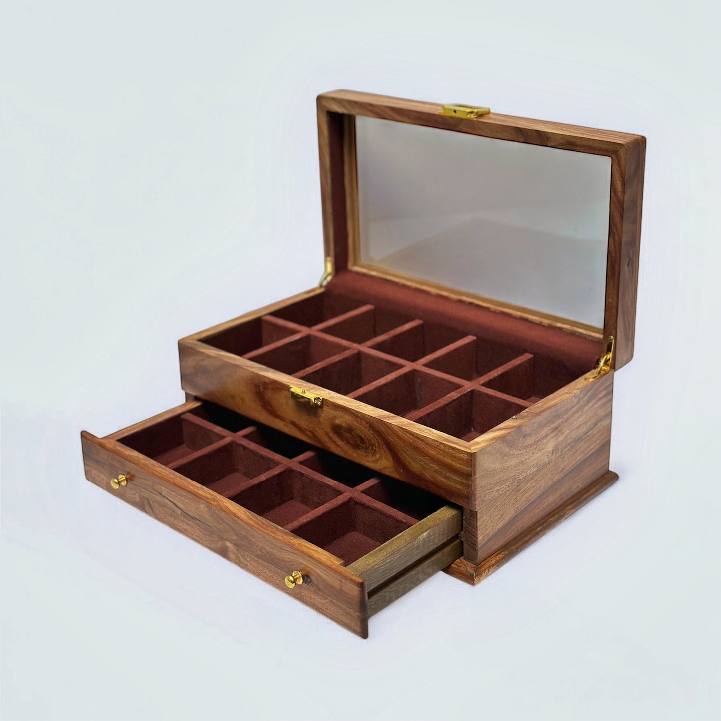 Watch + accesories Organizer Box ( 10 slots + front Drawer)