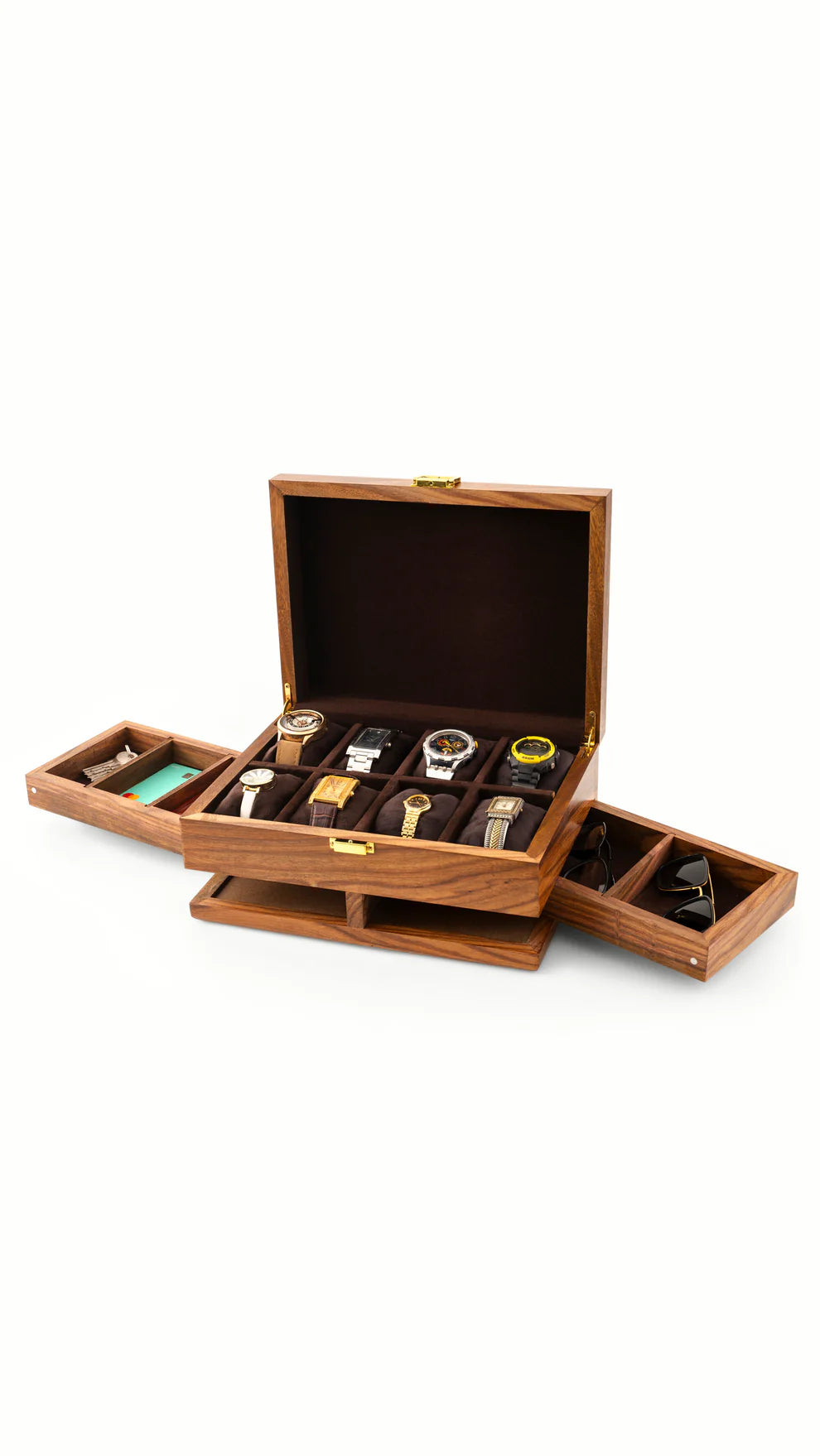 Luxury Wooden Watch Box Side Drawer ( 8slot+2 draz)