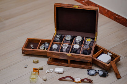 Luxury Wooden Watch Box Side Drawer ( 8slot+2 draz)