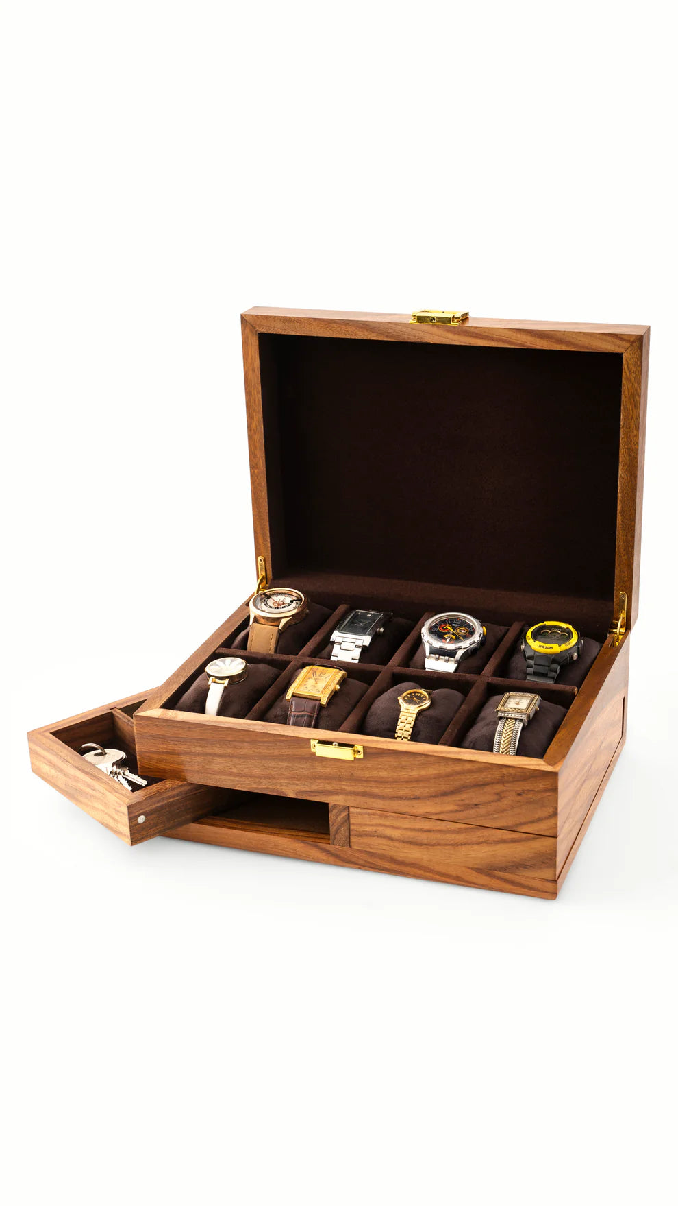 Luxury Wooden Watch Box Side Drawer ( 8slot+2 draz)