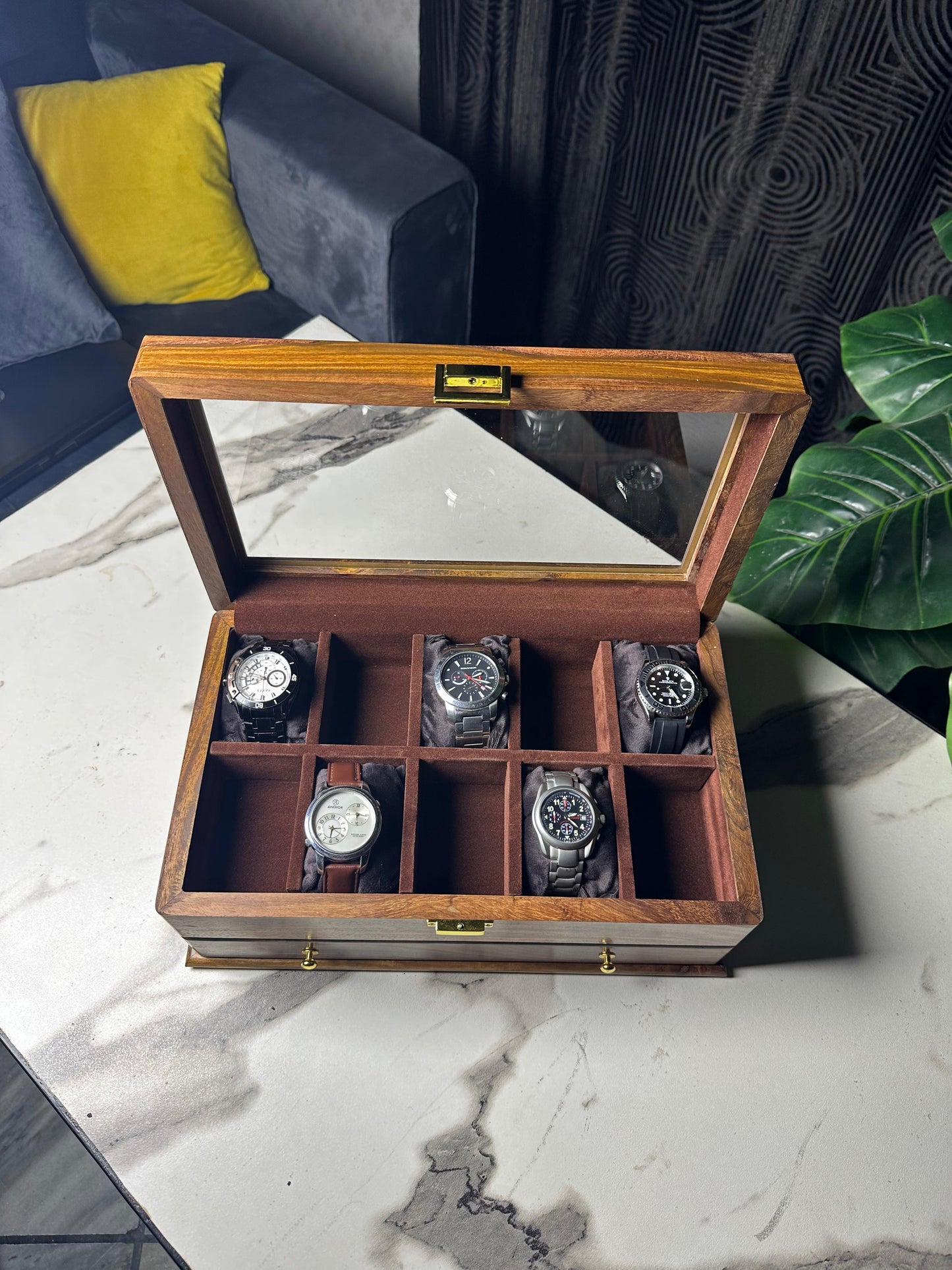 Watch + accesories Organizer Box ( 10 slots + front Drawer)