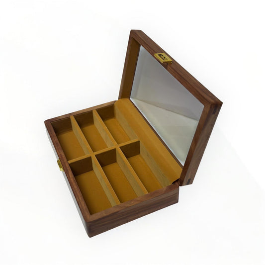 Custom 6 slots Wooden Sunglasses Storage,Custom Retro Eyeglass Glasses Stand Display Tray,Watch Cabinet Case,Birthday Gift for dad him her