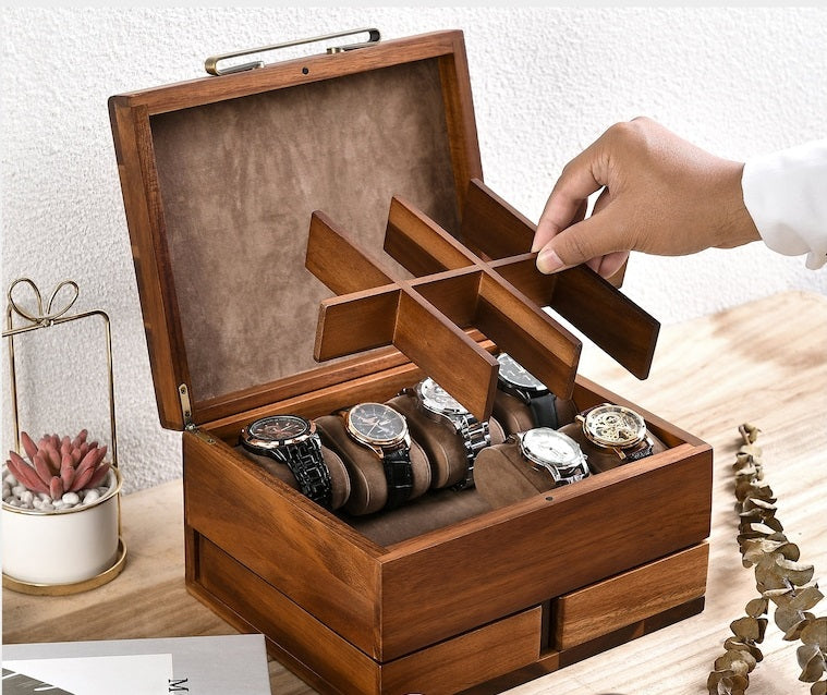 Handmade wood watch box with drawer — Dead Horse Bay Arts Company