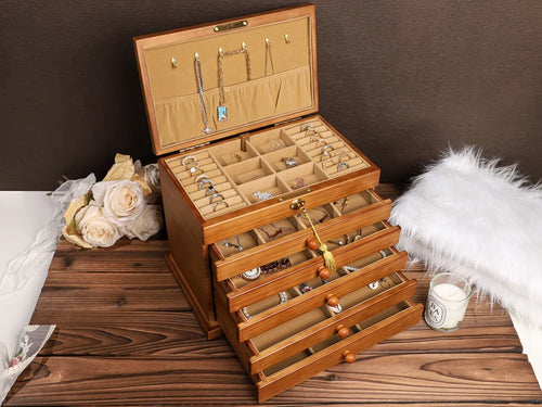 Retro Box, Large Jewelry Box, Gift For Women Her, Custom Jewelry Box, Suede Jewelry Box, Wedding Gift